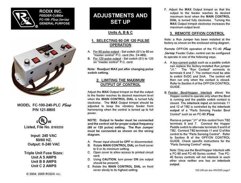 Rodix FEEDER CUBE FC-100 Plus Series User manual