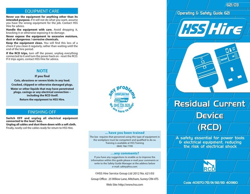 HSS Hire RCD 40970 Troubleshooting guide