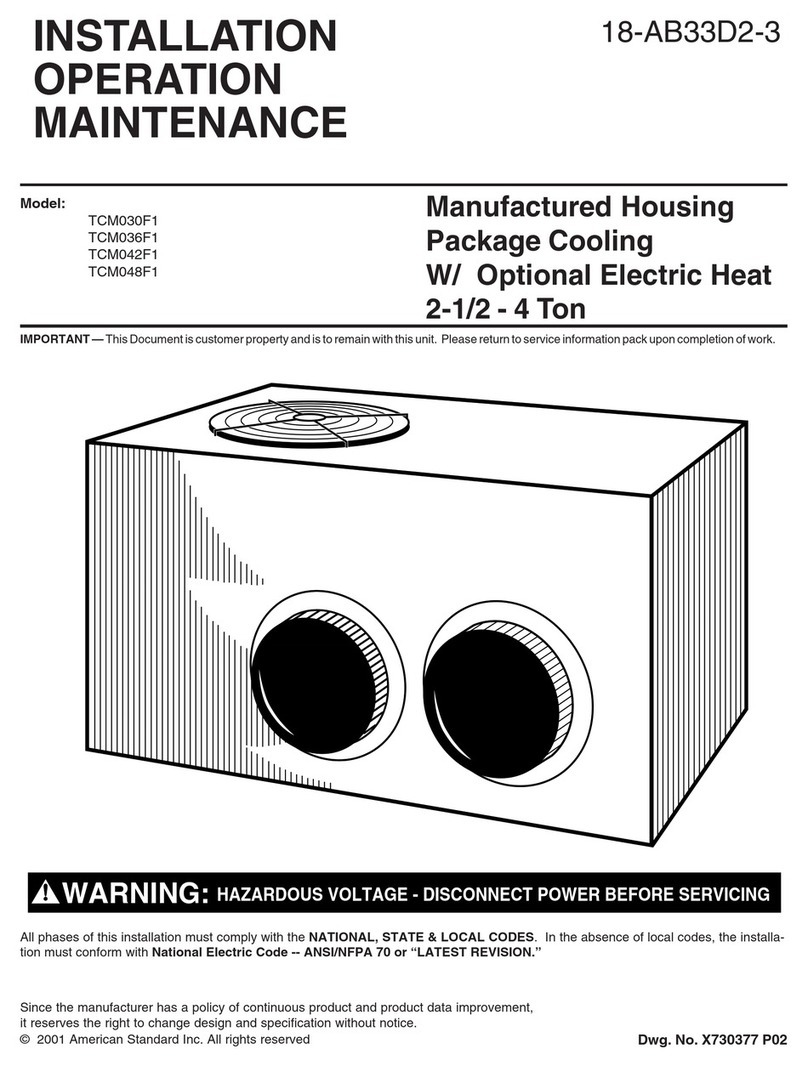American Standard TCM030F1 Installation operation & maintenance