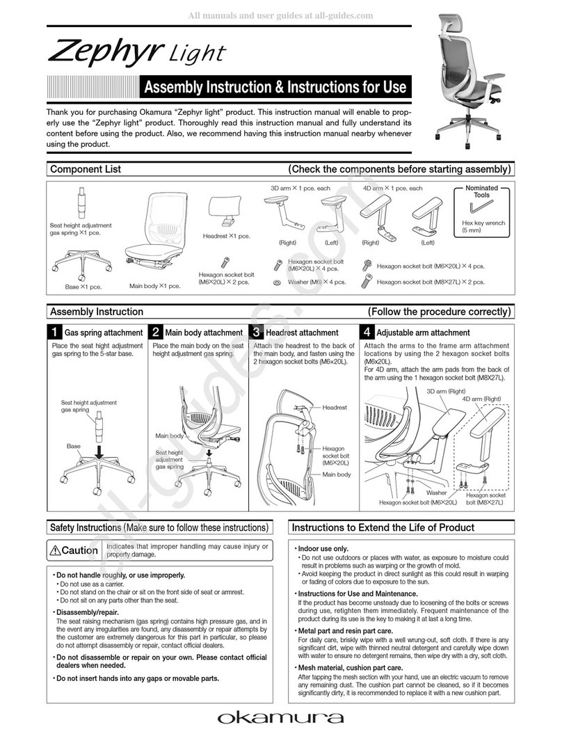 Okamura Zephyr light Assembly instructions/Instructions for use Okamura Zephyr light Assembly instructions/Instructions for use