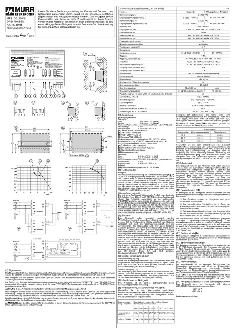 Murrelektronik Power+ MPS10-3x400/24 operating instructions