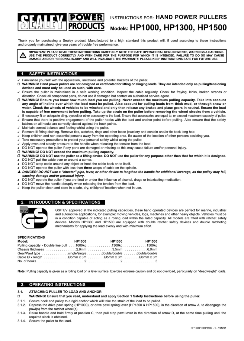 Sealey HP1000 User manual