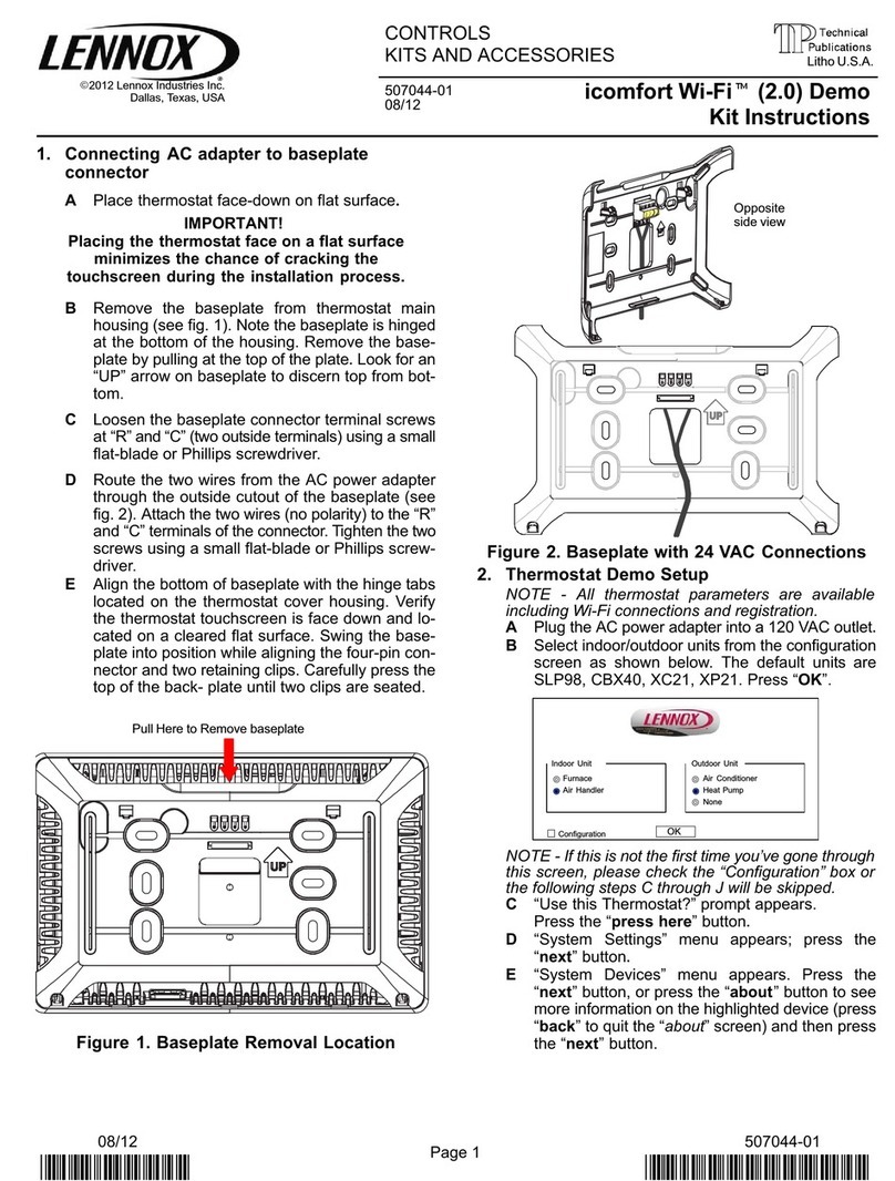 Lennox icomfort Wi-Fi (2.0) Demo quick start guide