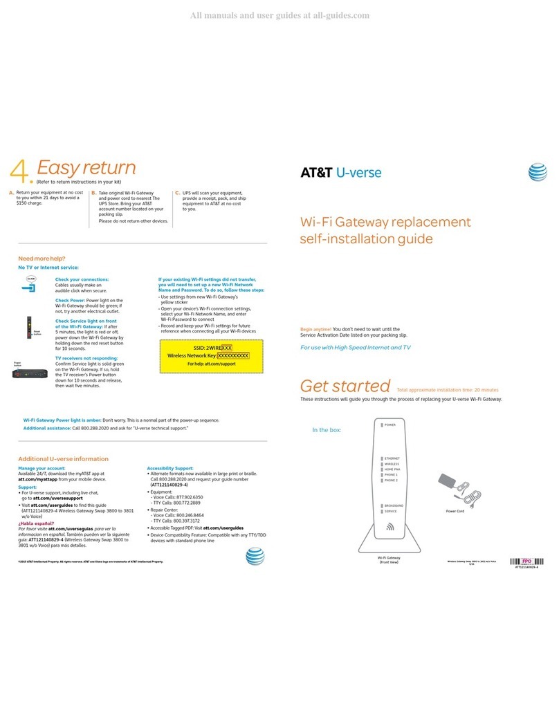 AT&T U-verse 3801 Use and care manual