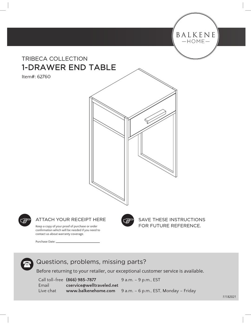 Balkene Home TRIBECA 62760 Assembly manual