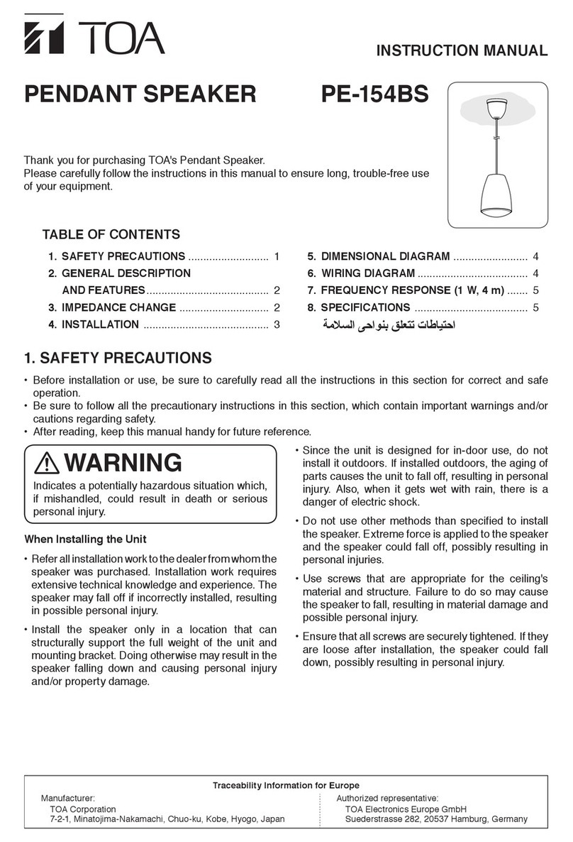 Toa PE-154BS instruction manual