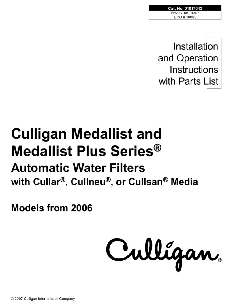 Culligan MEDALLIST SERIES Installation and operation instructions with parts list