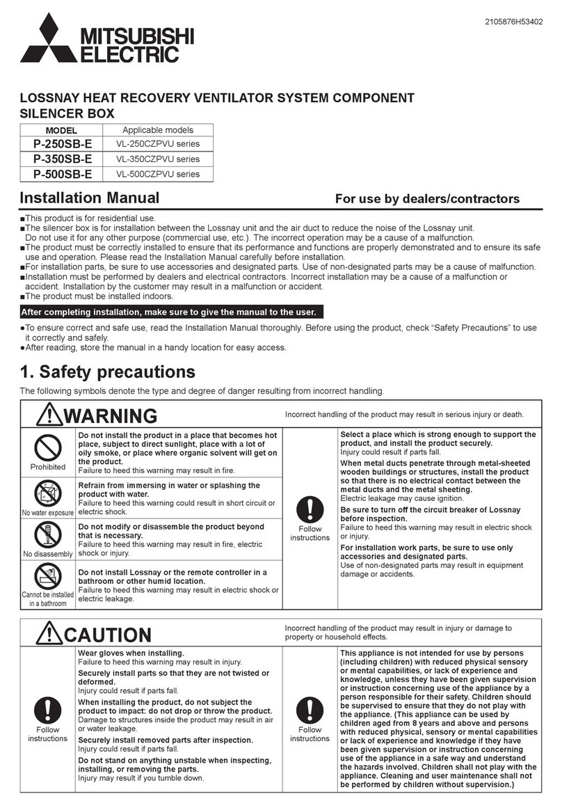 Mitsubishi Electric VL-250CZPVU Series installation manual