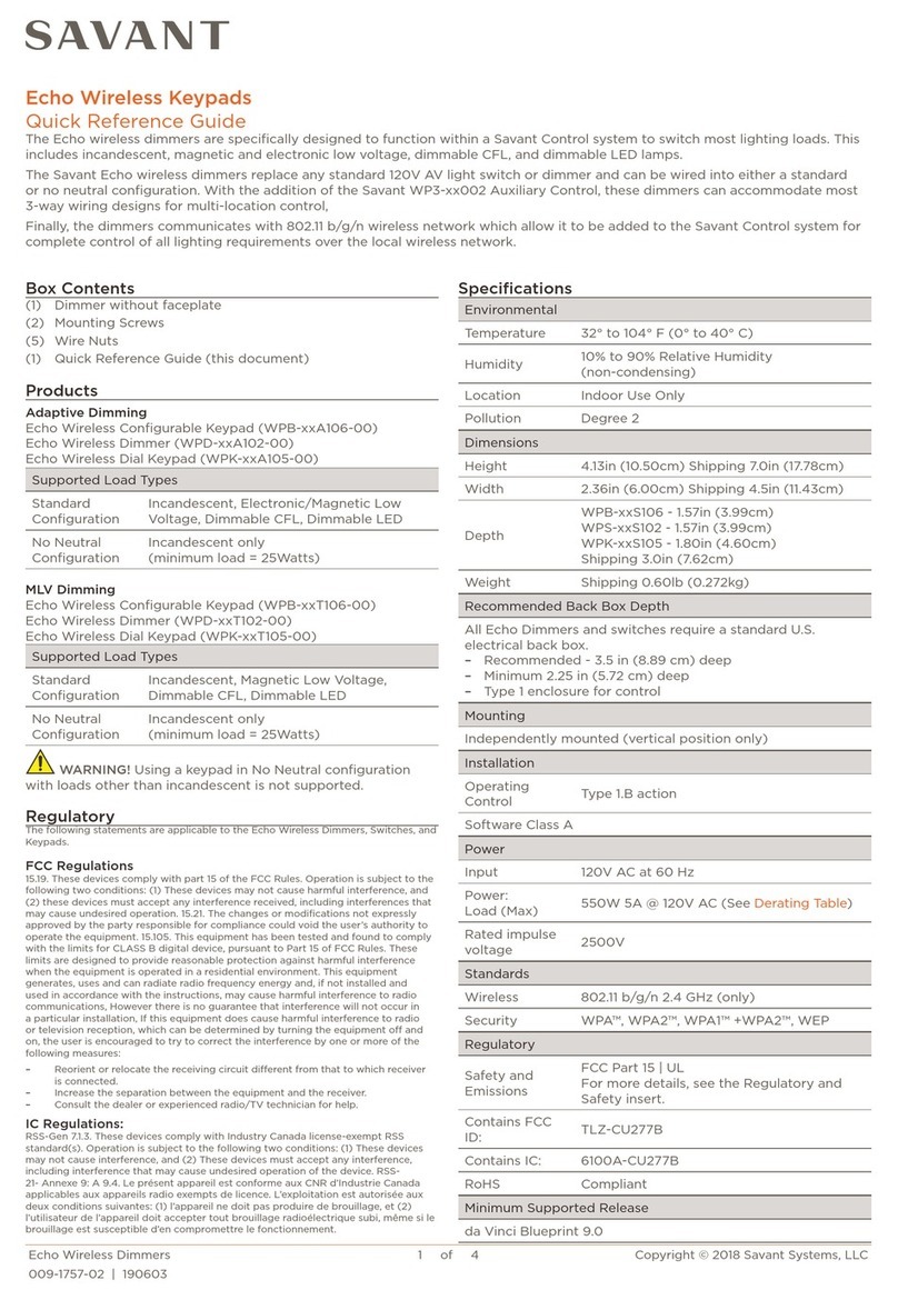 Savant Echo Quick reference guide
