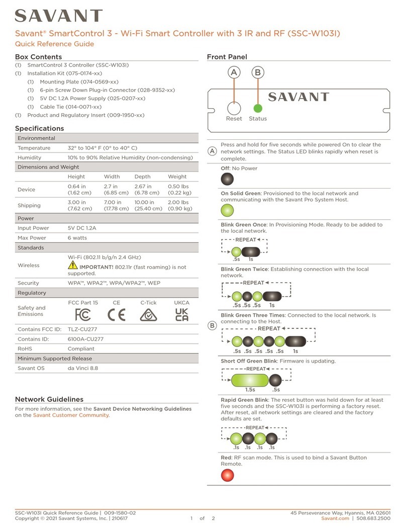 Savant SmartControl 3 Quick reference guide Savant SmartControl 3 Quick reference guide