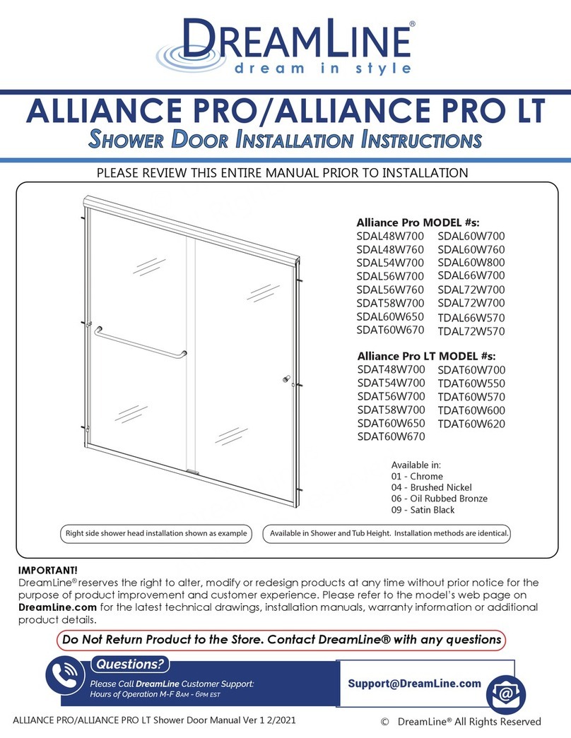 Dreamline ALLIANCE PRO SDAL48W700 installation instructions