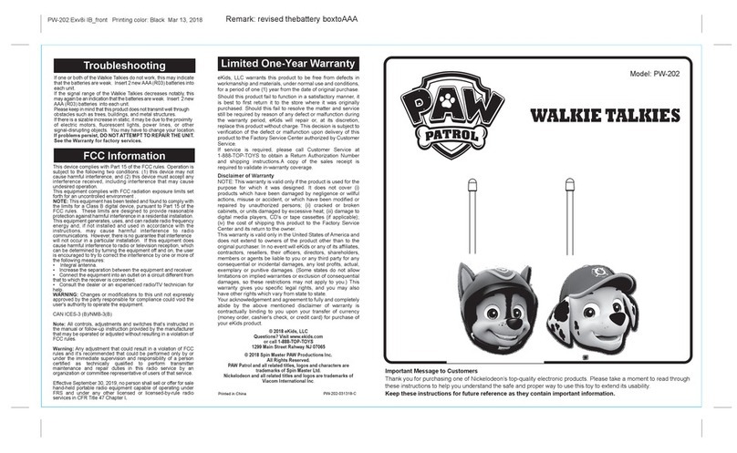 Paw Patrol MARSHALL & RUBBLE PW-202 User manual