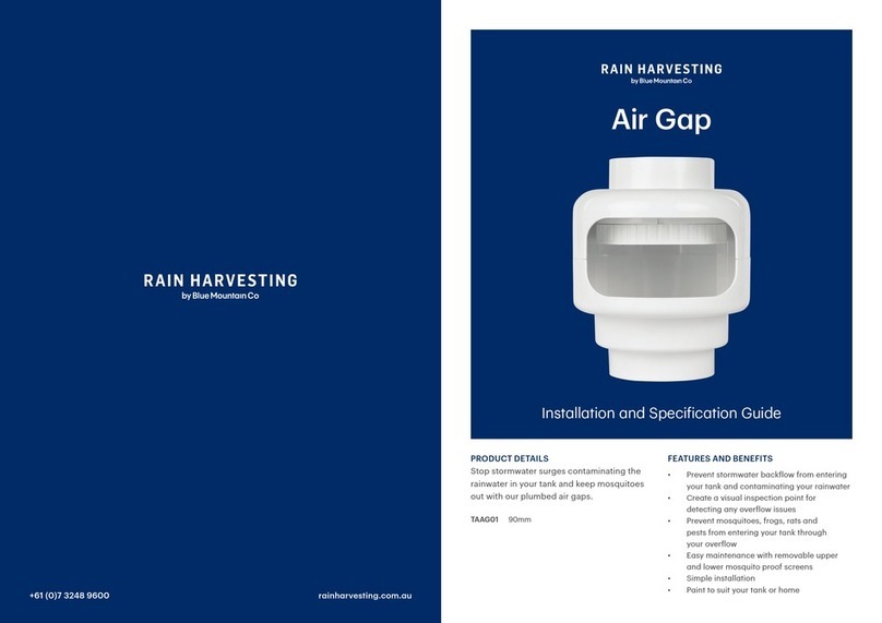 Rain Harvesting Air Gap Installation and specification guide