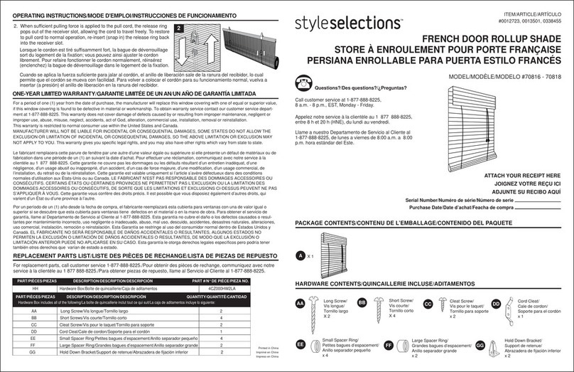 Style selections 70816 User manual