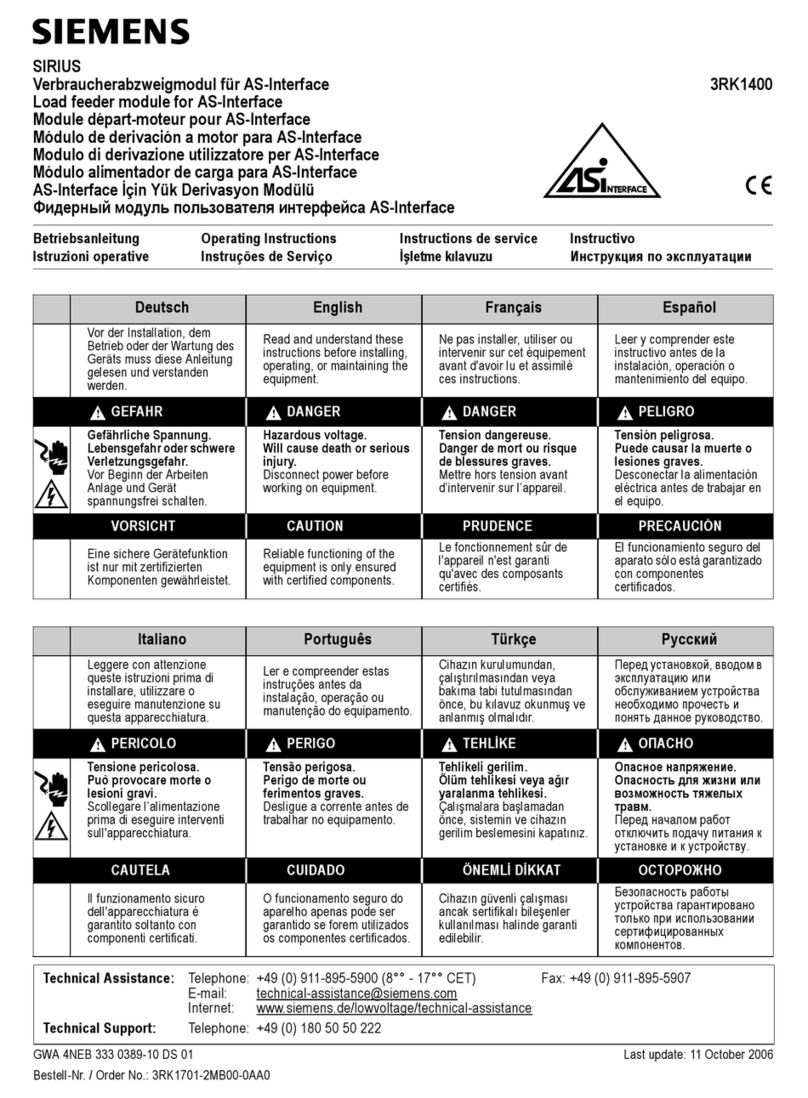 Siemens SIRIUS 3RK1400 operating instructions Siemens SIRIUS 3RK1400 operating instructions