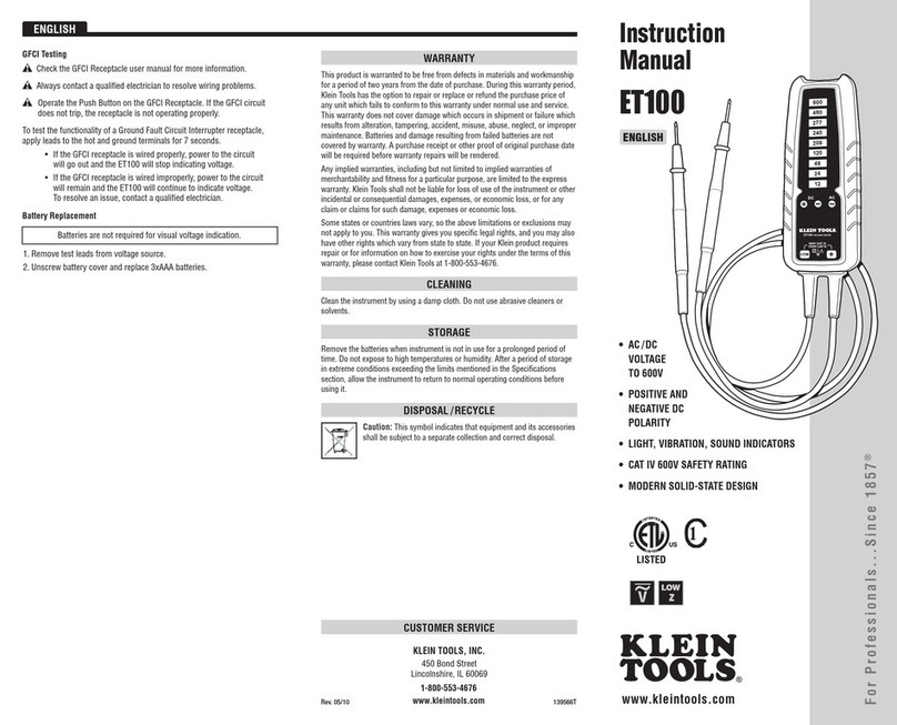 Klein Tools ET100 instruction manual