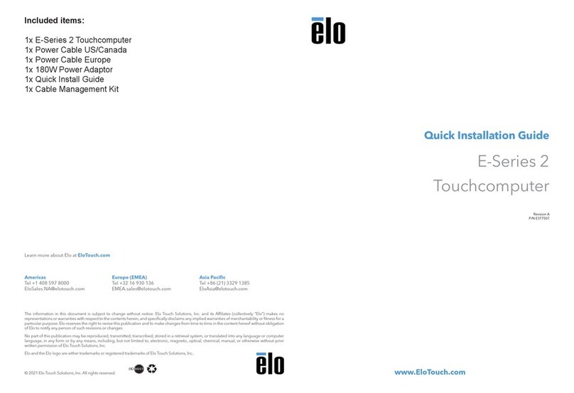 Elo TouchSystems E 2 Series User manual Elo TouchSystems E 2 Series User manual