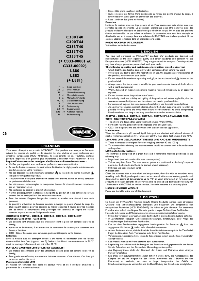 Invacare C300T40 user manual