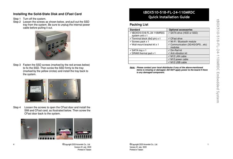 AXIOMTEK tBOX510-518-FL-24-110MRDC Quick installation guide