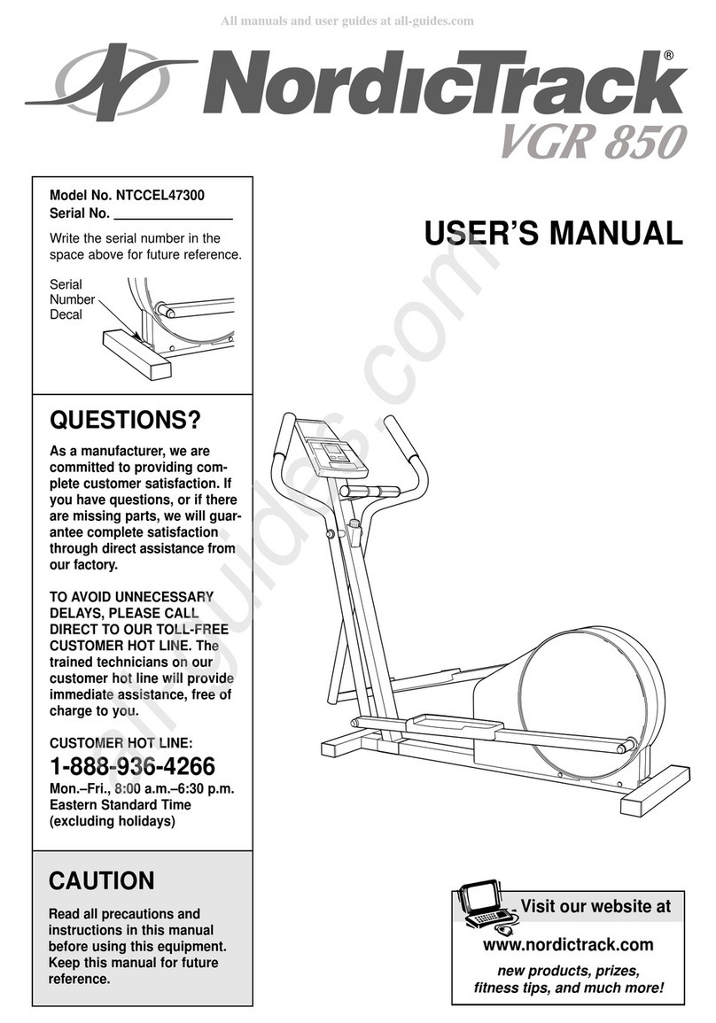 NordicTrack VGR 850 user manual