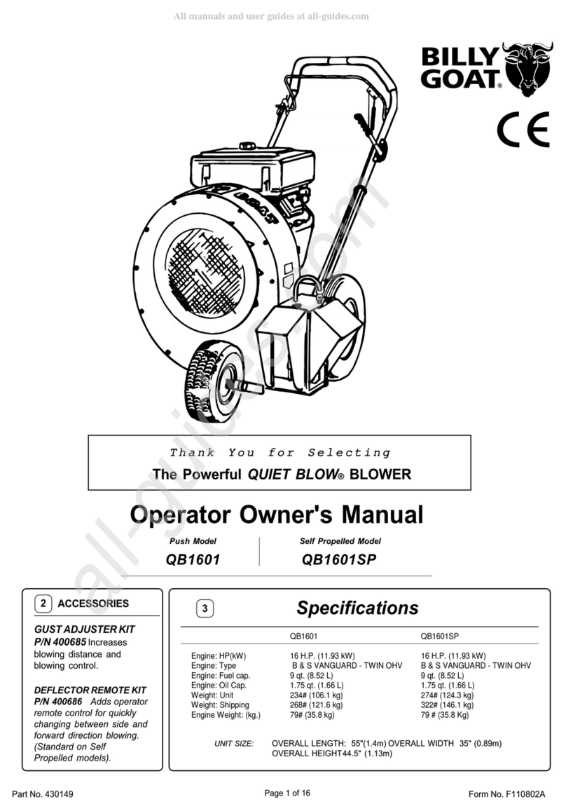 Billy Goat QUIET BLOW QB1601 Operator owner's manual
