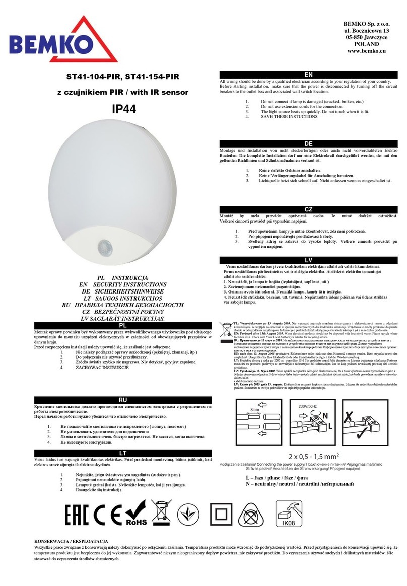 BEMKO ST41-104-PIR Security instructions