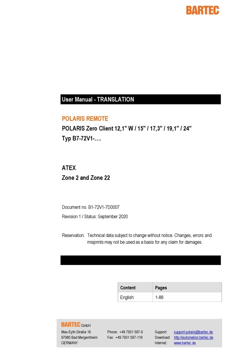 Bartec Polaris Remote 15" user manual