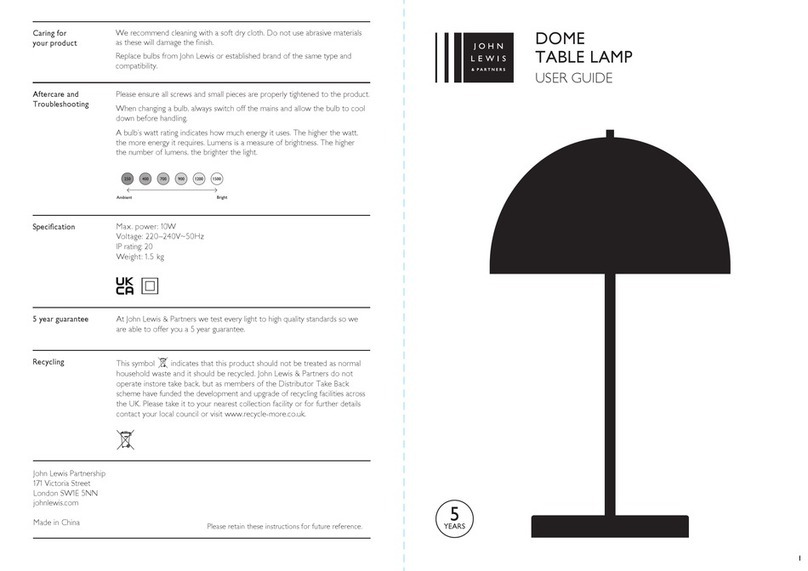 John Lewis DOME TABLE LAMP user guide