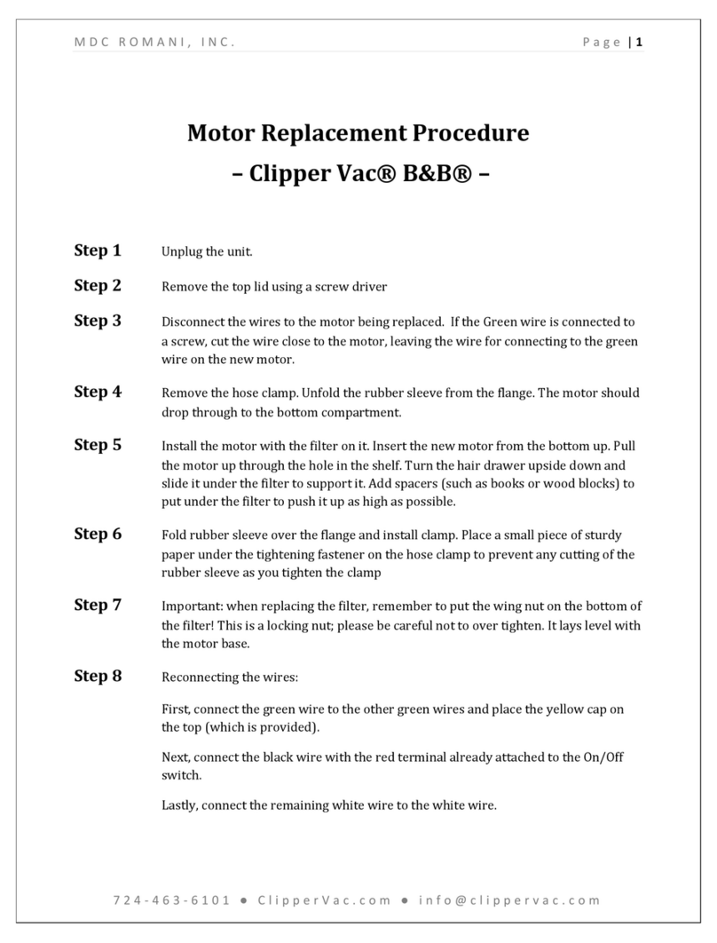 MDC ROMANI Clipper Vac B&B Motor Replacement Procedure