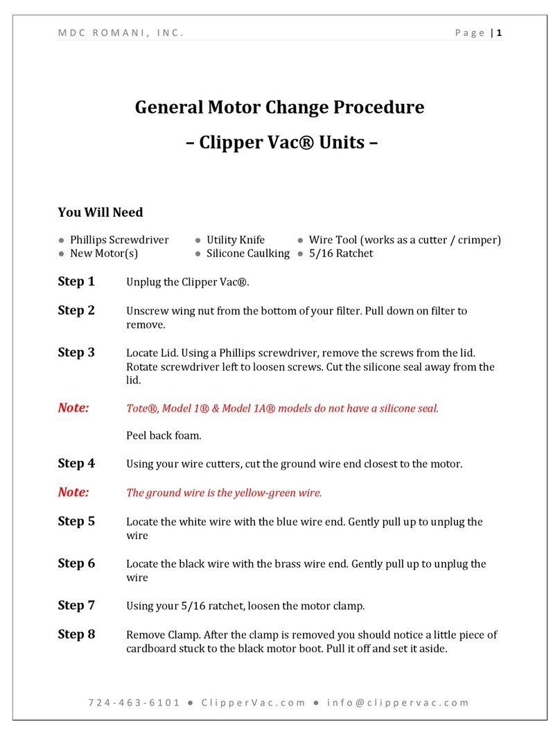 MDC ROMANI Clipper Vac Tote 1 General Motor Change Procedure