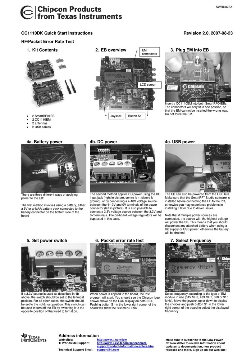 Texas Instruments Chipcon Products CC1110DK Quick start instructions