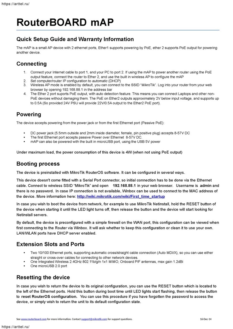 RouterBOARD MikroTik mAP 2nD Quick setup guide and warranty information RouterBOARD MikroTik mAP 2nD Quick setup guide and warranty information