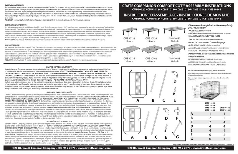 Jewett-Cameron CMB 10122 Assembly instructions