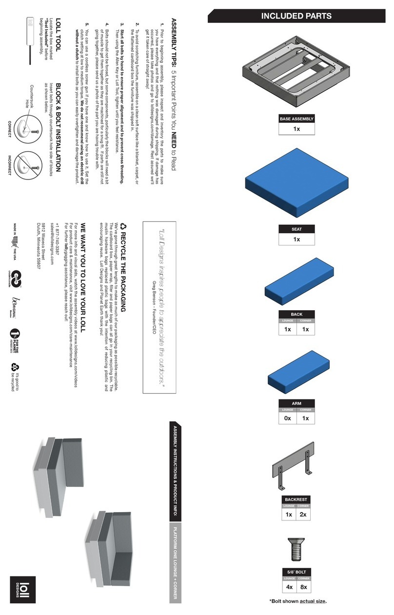 Loll Designs Platform One LOUNGE + CORNER BACK REST Assembly instructions