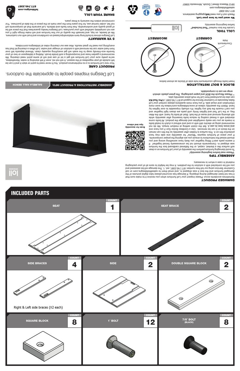 Loll Designs SALMELA ASSEMBLY INSTRUCTIONS & PRODUCT INFO