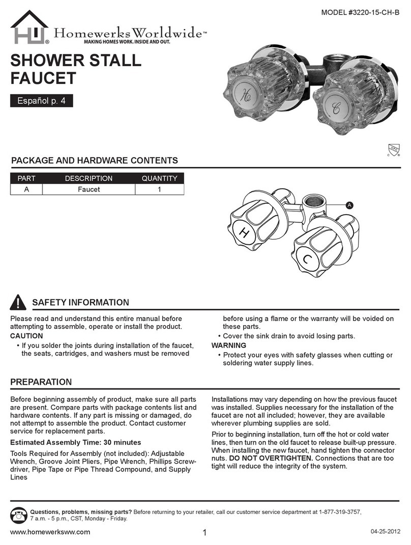Homewerks Worldwide 3220-15-CH-B quick start guide
