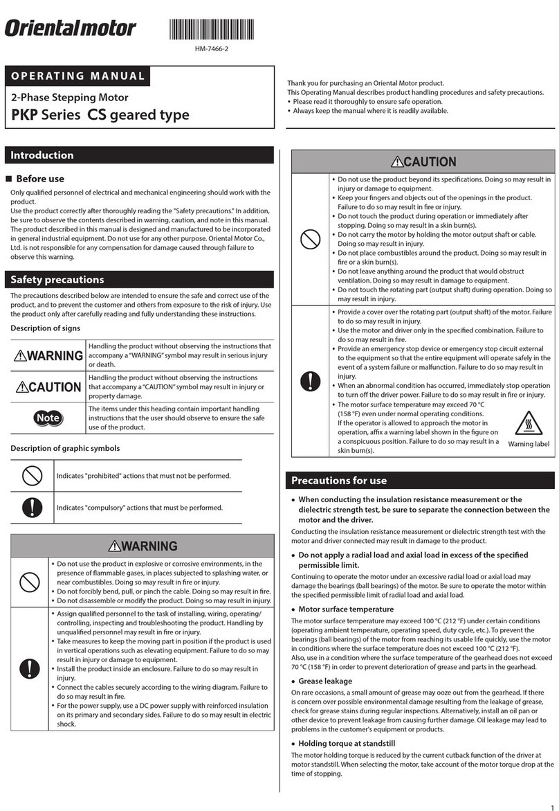Oriental motor PKP Series operating manual