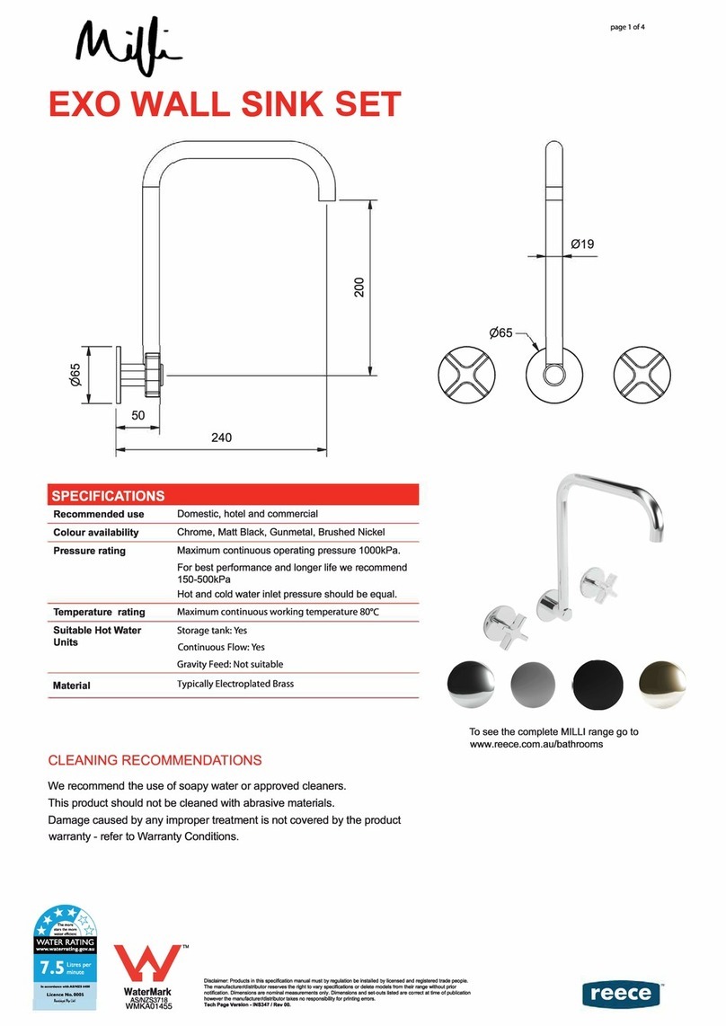 Reece Milli EXO WALL SINK SET User manual