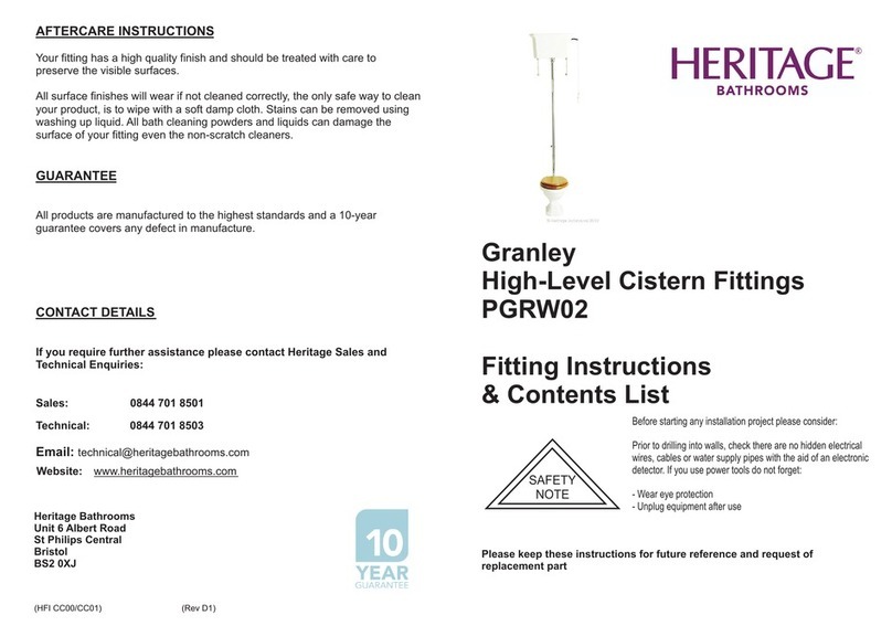 Heritage Bathrooms PGRW02 Fitting Instructions & Contents List