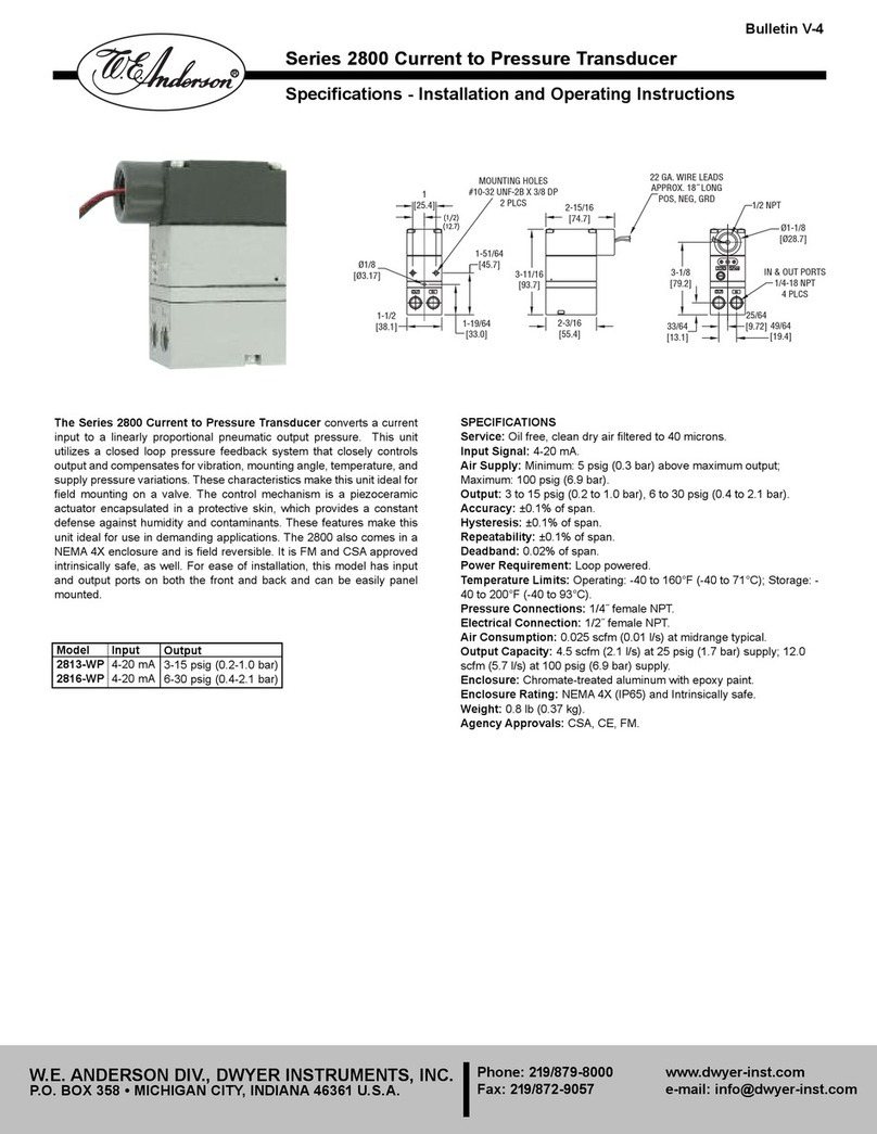 W.E. Anderson 2800 Series Installation and operating instructions