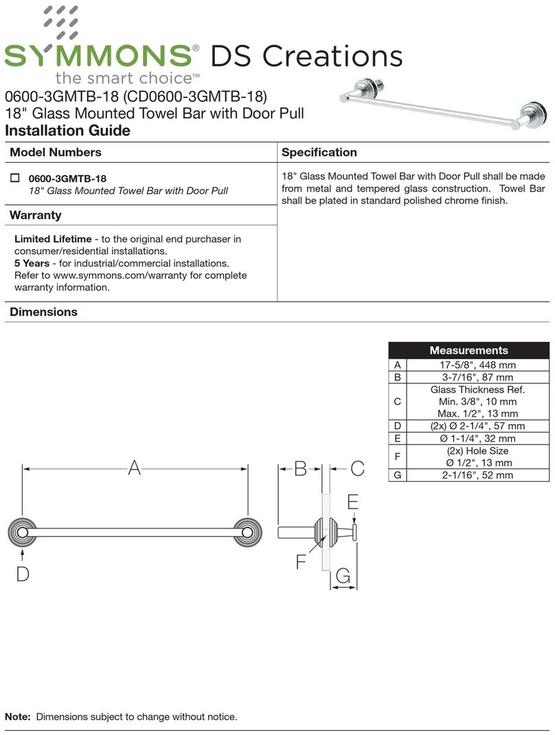 Symmons DS Creations 0600-3GMTB-18 installation guide