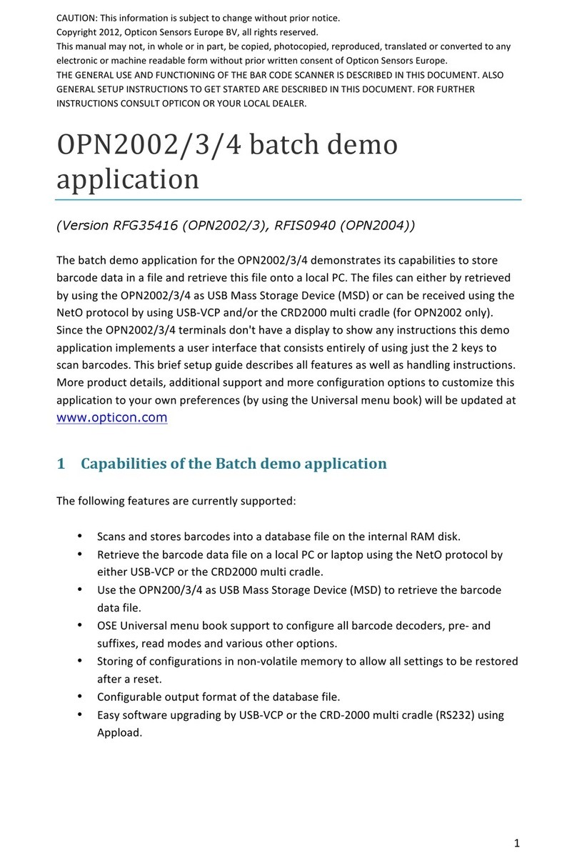 Opticon OPN2002 Demo application manual