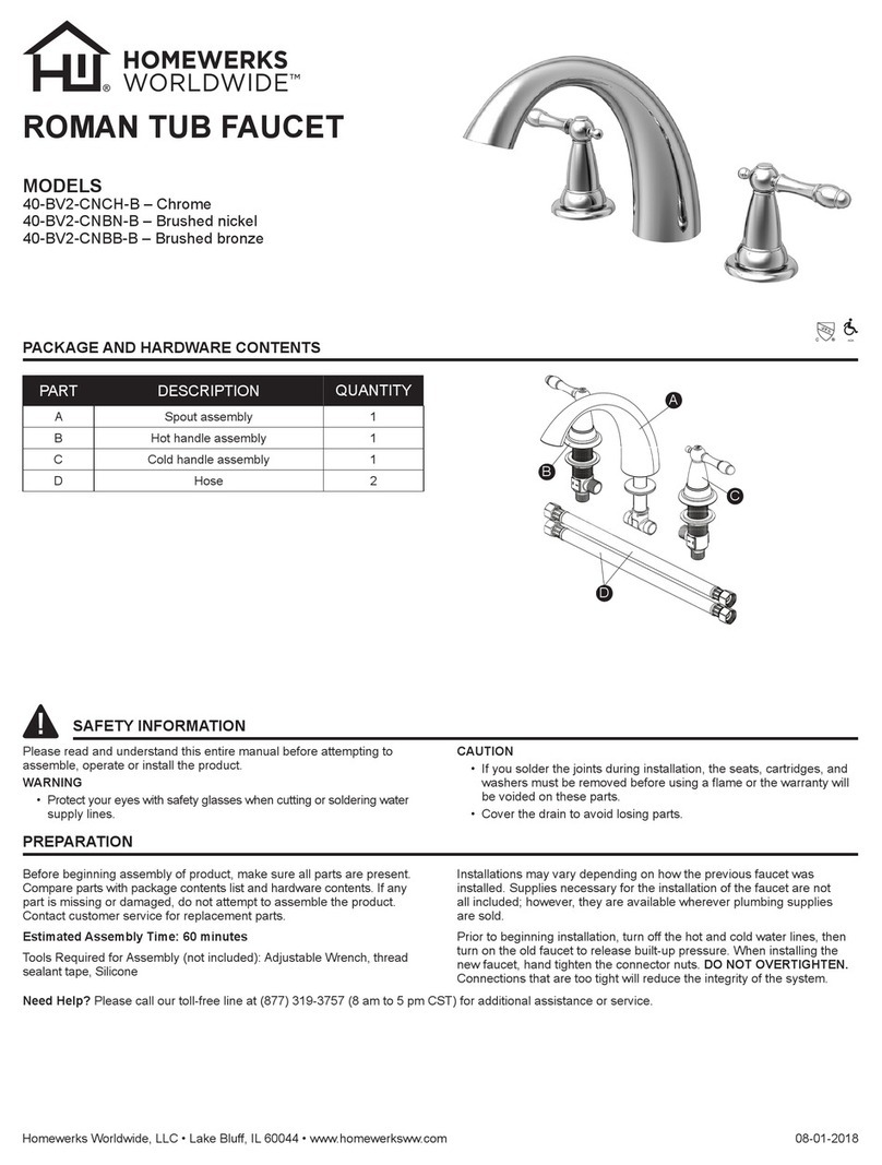 Homewerks WORLDWIDE 40-BV2-CNCH-B quick start guide Homewerks WORLDWIDE 40-BV2-CNCH-B quick start guide