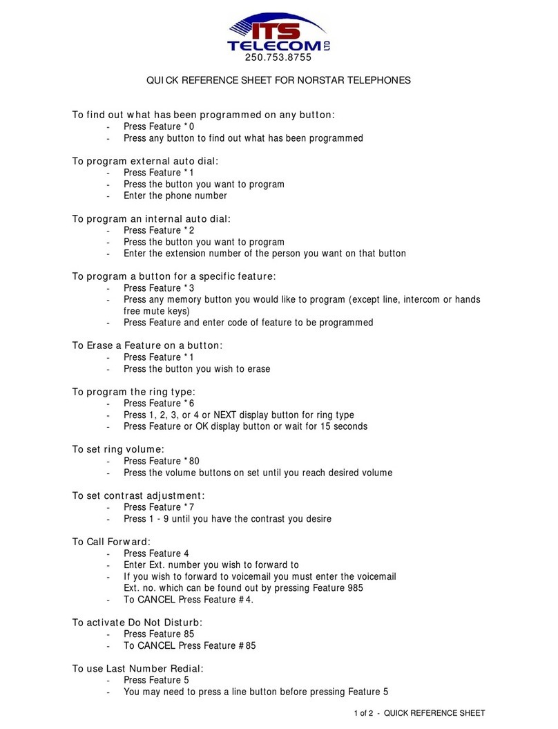 ITS Telecom 250.753.8755 Quick reference sheet