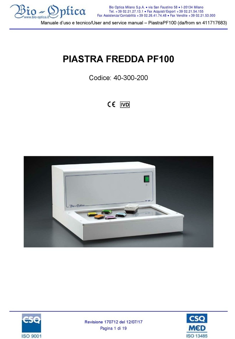 Bio-Optica Piastra Fredda PF100 Troubleshooting guide Bio-Optica Piastra Fredda PF100 Troubleshooting guide