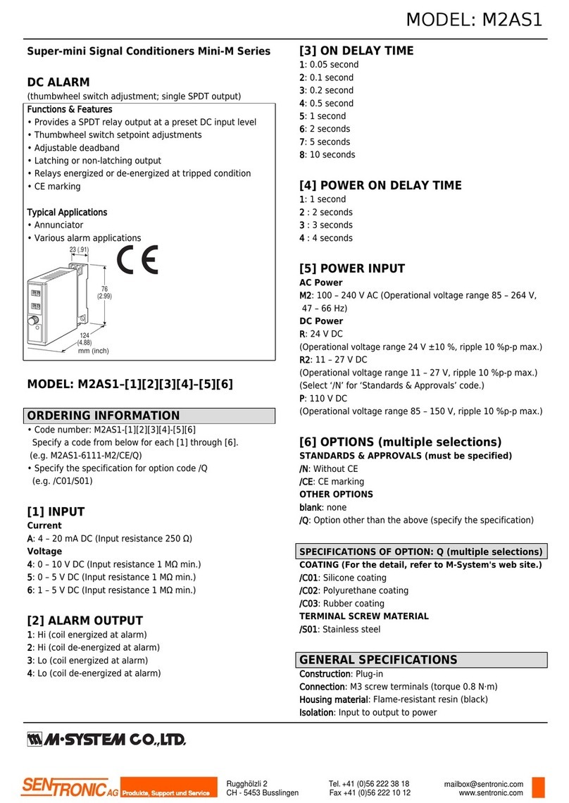 SENTRONIC M-SYSTEM Mini-M Series quick start guide