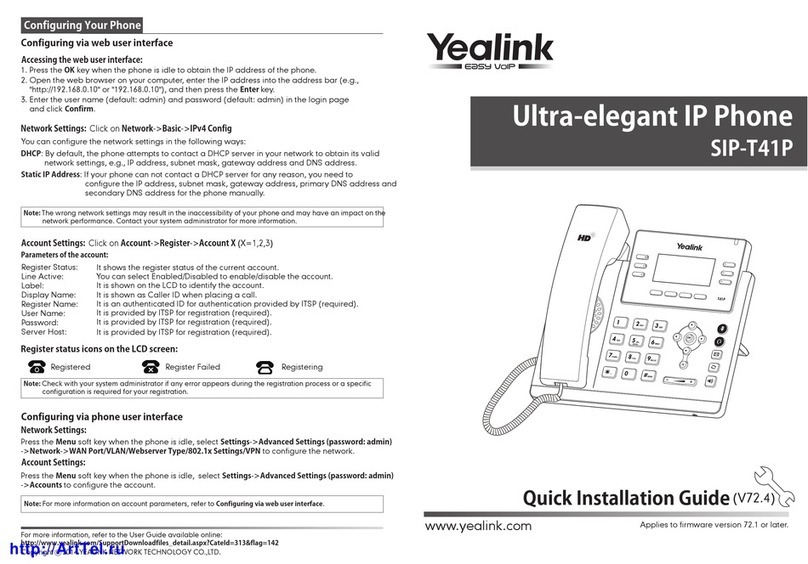 Yealink Yealink SIP-T41P User manual Yealink Yealink SIP-T41P User manual