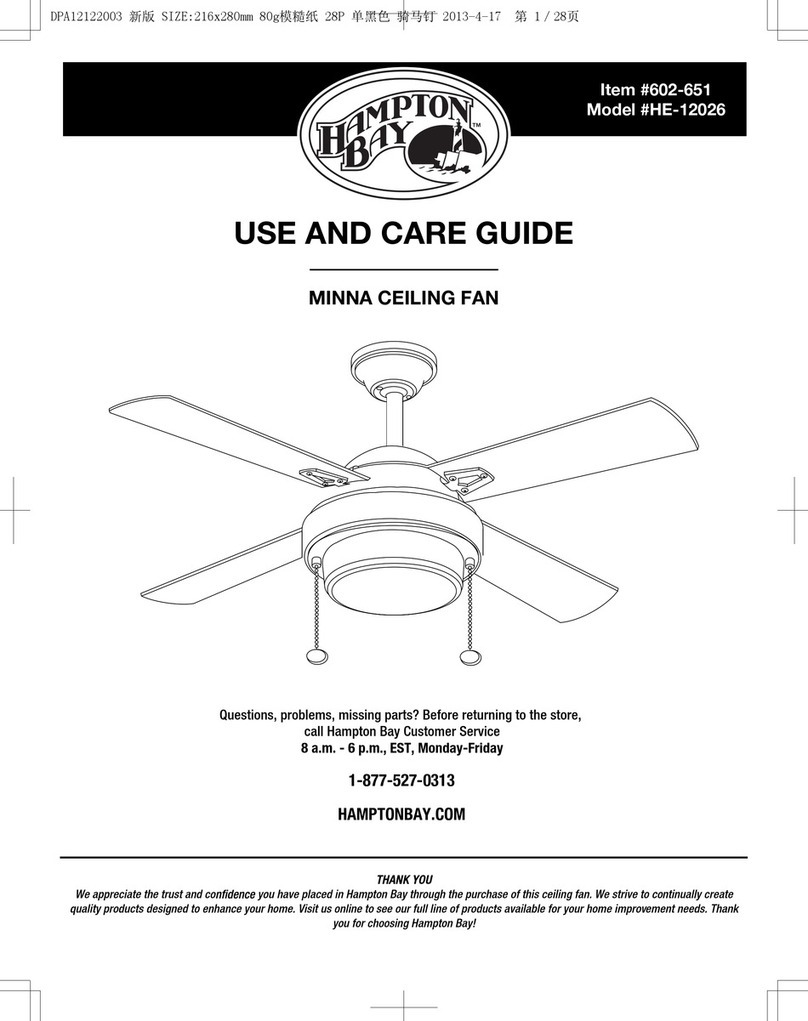 HAMPTON BAY MINNA HE-12026 Use and care guide