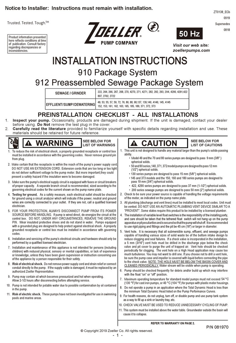 Zoeller 910 User manual