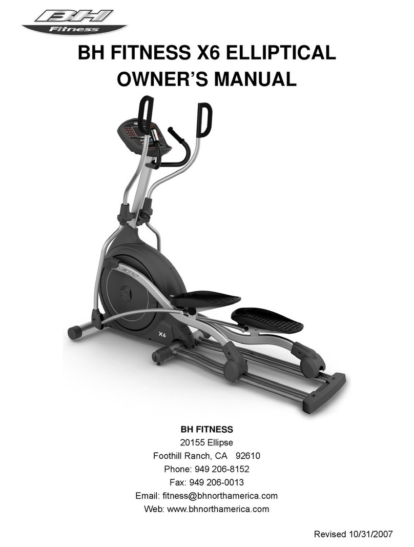 BH FITNESS X6 ELLIPTICAL owner's manual